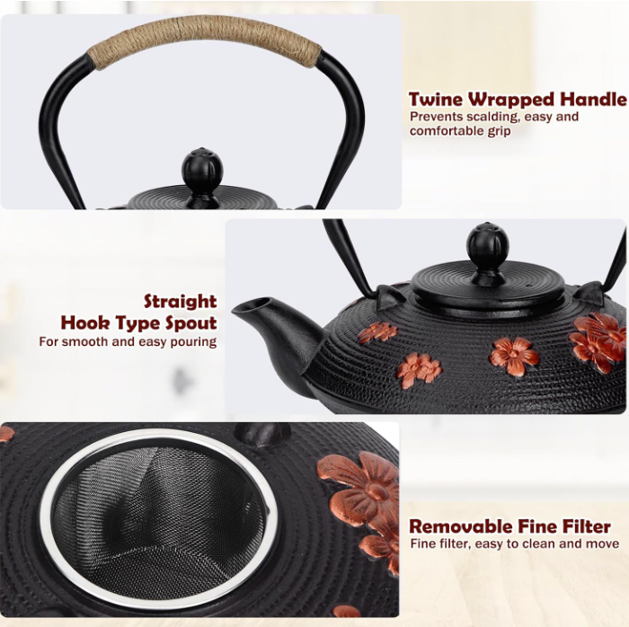 FLOWER IRON CAST TEAPOT