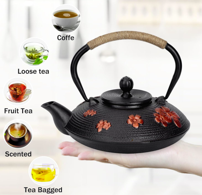 FLOWER IRON CAST TEAPOT