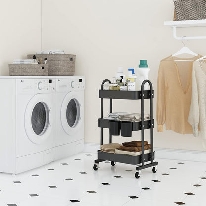 Trolley Kitchen Trolley Storage Trolley 3 Tier Metal Kitchen Bathroom Storage