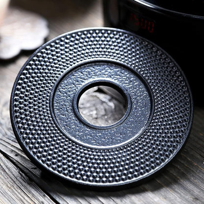 Traditional Japanese Cast Iron Teapot Stand , Non-Slip Rubber Feet
