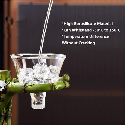 Panda  Glass Tea Set Semi Automatic Drip Rotating with Infuser Glass Teapot