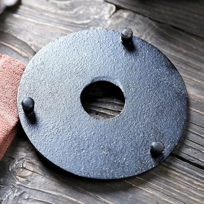 Traditional Japanese Cast Iron Teapot Stand , Non-Slip Rubber Feet